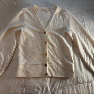 Madewell Cream Pieced-Sleeve Cardigan
